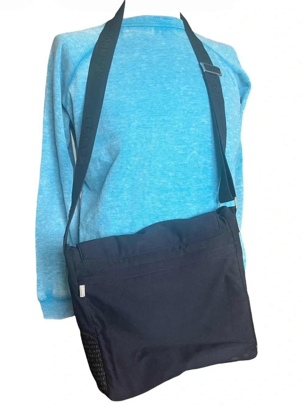 Kangol Y2K Messenger Canvas Bag Streetwear Work Retro Lightweight Casual VTG Blk
